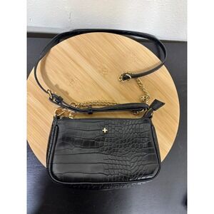 PETA + JAIN‎ Danny Cros Crossbody Bag Women Small Black Embossed Leather